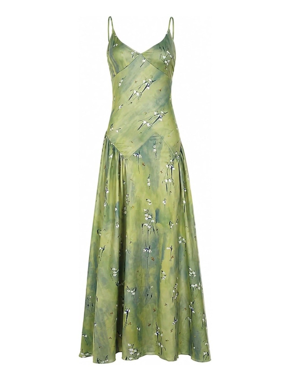 Green Floral Slip Maxi Dress